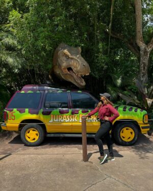 Meera Anil Instagram - The moment when I literally cried..🥰🥰
The only request that my Achan ever denied in my life was that NO JURASSIC PARK IN THEATRE. 

He Thot I might get a terror impact,as the movie was an universal sensation back in 1993. I was 4, and I cried over the request and have done all the insane things that a child can think about with.  When my friends wer discussing about the impeccable theatrical experience of JURASSIC PARK,I sat there, keeping a slight grudge n my heart against Appa.

And here I AM,after long 30 years,at my 34th year am seeing THE REAL JURASSIC PARK. I literally cried when I came out. Coz I was that 4 year child again..! (Am not adding any music to this,as I wanna remember the clips as real as it was)

#@And appa,I missed u❤️