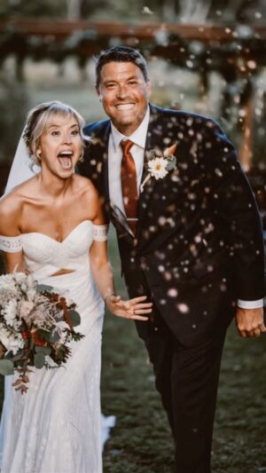 Meg Maley Instagram - This morning my husband called me on his drive to work just to say an I love you…which then spiraled me into watching wedding videos so I won’t apologize. 

Our current day-to-day is a routine of work hours, at-home meals, time in the backyard - all things I’ve always worried would be deathly boring but I love being reminded of how much fun my life is with this guy. Marriage is freaking awesome.