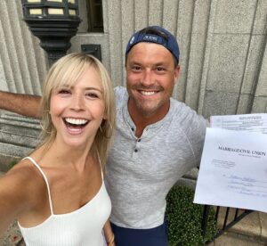Meg Maley Instagram - Convinced him to sign the dotted line.. Ready for the weekend!! 🎉👰🏼‍♀️🔔