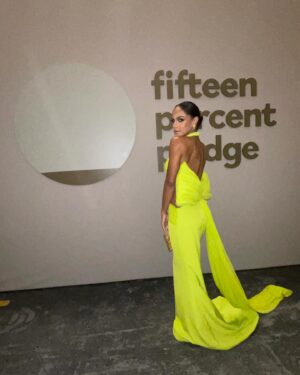 Megalyn Echikunwoke Instagram - Loved celebrating black talent and entrepuenuarship with @15percentpledge non profit last night. So inspired by @aurorajames & @emmagrede and what they have created. Black business is good business! 
Donate, #takethepledge and #shopblack! 

Black designers: @mejeannecouture @adiba.official 
MU: @joannasimkin 
📸: @bfa