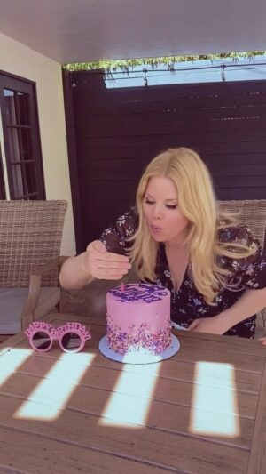 Megan Hilty Instagram - Thanks for all the birthday love! Brian surprised me yesterday with this delicious cake and letters from 45 of my closest friends and family members. I haven’t stopped reading them, laughing and crying! Here’s to another year. ✨