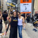 Megan Boone Instagram - @sloane_crosley and I can confirm that the chants are a lot louder coming from a union with vocal training. #sagaftra #sagaftrastrong #sagaftrastrike Please consider donating to those who need it through this necessary labor strike. (Super cheesy in this context, but really loved when this song came on at WB🪧)