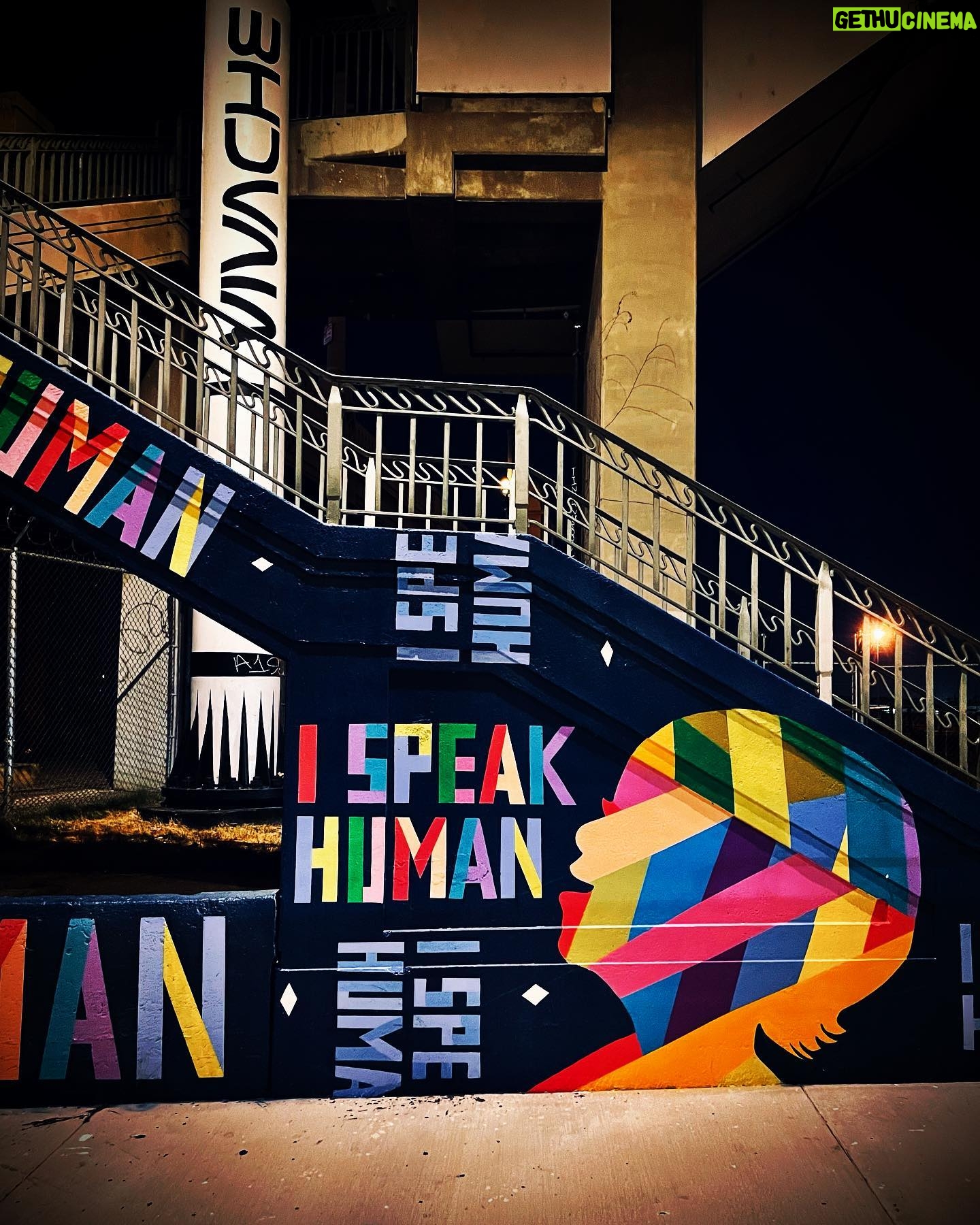 Megan Follows Instagram - Out exploring downtown @hauserwirth In focus: LA Artists Gary Simmons work on wall and me reflected in Deconstructed Cube SS with Duolith by artist Larry Bell. Show is on till August 22 Then walked around the streets. I love this city. #streetart #mural #shadow #lookdown #dianathater