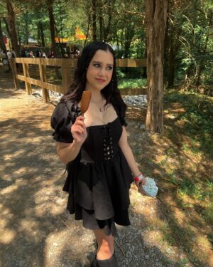 Megan Nicole Instagram - huzzah! first ren faire ✔️

Ate fried food, saw a castle, and used a bow and arrow for the first time (which went about as well as it does in skyrim for me). 
Overall, I’d say today doth slayeth