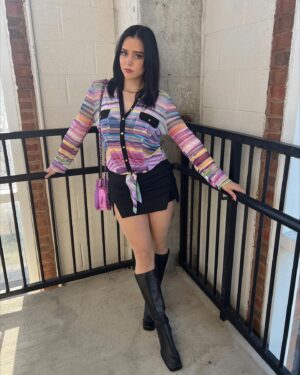 Megan Nicole Instagram - Slides 3 & 4 are the reality of trying to get a simple pic of an outfit you put together and really like and feel good in, but then 99% of them look like that and you question everything and then realize the first one you took was fine