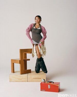 Megan Suri Instagram - No longer a teen but it did take 16 years to get here! 
Little Megs could never fathom she’d be a Teen Vogue cover-girl one day. 
Keep going y’all … or start today!!! 
Thank you @teenvogue for including me in this years New Hollywood Class 🤍🪑

Photography @josefinasantos 
Styling @ian__mcrae 
Makeup @miriamnmakeup 
Hair @hairbycandicebirns 
Manicurist @rachel.messick 
Interview @menonrad 

Lighting director @brianmcguffog 
Digitech @isanstudio 
Prop stylist @anniirose 
Production @hyperion.la 
Retouching @digitalarea