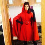 Meghan Ory Instagram - Woaaaaa blast from the past! Photo of red from the pilot of #onceuponatime —this was when her style was going to be more retro inspired. Obviously changed after we got picked up but still a beautiful cloak/cape! #littlereds @onceabcofficial #littleredridinghood