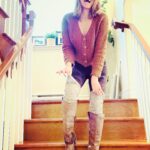 Meghan Ory Instagram - So this was the big question yesterday...do I have anything from the set of #onceuponatime -the answer is yes! Less excitingly, it’s these socks! 😂 they are @freepeople and really amazing. I wore them home by accident because I was cold (as usual) and forgot to give them back! Oops 😬 sorry @onceabcofficial I owe you a pair of socks! #socks #onset #oncers #kneehighsocks