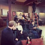 Meghan Ory Instagram – Scenes from a date night….Most alone time with hubby since kids 😂 -at work😂 @johnny_reardon_ @hudsonandrex 📸 @ella__keefe 
#onset
