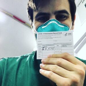Meghan Ory Instagram - Little dr brother first round vaccine. Also, This post isn’t an add or pharma post. Just sharing my brothers experience and excitement to protect the pregnant wife he has at home while being in the hospital in the states everyday. Especially a few days after our uncle passed from #covid —we are all super excited jesse was able to get vaccinated. @jesseorymd superduper ❤️❤️
