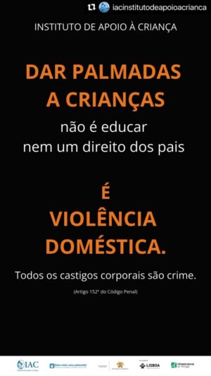 Melânia Gomes Instagram - #Repost @iacinstitutodeapoioacrianca with @use.repost
・・・
Todos os dias, crianças e jovens são vítimas de agressão física e psicológica em todo o mundo. Apesar de infelizmente não conseguirmos mudar o mundo, cada um de nós pode, nos seus contextos, fazer a diferença!

Neste Dia Internacional das Crianças Inocentes Vítimas de Agressão, apelamos à urgência na erradicação da violência da vida das crianças. A campanha «Nem Mais uma Palmada» interpela a uma maior consciencialização das consequências nefastas dos castigos corporais e à necessidade de agirmos em conjunto para uma maior proteção das crianças e jovens.

Conheça as alternativas a uma parentalidade sem violência na nossa bio ou em nemmaisumapalmada.pt
Junte-se a nós Pelo Direito a uma Infância sem Violência!

#nemmaisumapalmada #direitosdacrianca #pelosdireitosdacrianca