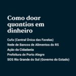 Mel Lisboa Instagram - #Repost @gamarevista --- O Rio Grande do Sul precisa da sua solidariedade. Até a manhã desta segunda-feira (6), 83 mortes haviam sido confirmadas pela Defesa Civil em decorrência das fortes chuvas que atingiram a região ao longo da última semana. Além das vítimas fatais, somam-se 111 desaparecidos e 291 feridos. Do total de 497 municípios do estado gaúcho, 364 foram afetados pelas enchentes. Já são mais de 129.279 desalojados e 20.070 desabrigados, instalados em alojamentos cedidos pelo poder público. Diante da possibilidade de aumento desses números nos próximos dias, nesta que é a maior tragédia climática da história do Rio Grande do Sul, uma série de iniciativas de apoio às vítimas foram levantadas dentro e fora do estado. Agências dos @correiosoficial de São Paulo e do Paraná recebem doações de alimentos não perecíveis da cesta básica, produtos de higiene pessoal e itens de vestuário. A @cufabrasil recebe doações de roupas, alimentos, itens de higiene pessoal, calçados e cobertores nos endereços da Grande São Paulo, Rio de Janeiro, Rio Grande do Sul e da Baixada Santista, além de doações em dinheiro. O clube @gremio recebe itens de higiene como sabonete, álcool, pasta e escova de dente, absorventes, entre outros, em seu antigo estádio, o Olímpico. A @lbvbrasil recolhe doações de produtos de limpeza, itens de higiene pessoal em suas unidades em São Paulo e no Rio Grande do Sul. Postos do @poupatemposp em todo o estado de São Paulo também recebem donativos para as vítimas das enchentes. Doações em dinheiro podem ser feitas via pix disponibilizados pelos perfis: @governo_rs, @cufabrasil, @acaodacidadania, @prefpoa e @rededebancosdealimentosrs. Você conhece alguma outra forma de ajudar? Compartilhe conosco nos comentários. #gamarevista #solidariedade #riograndedosul