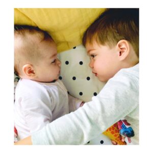 Melanie Vallejo Instagram - Good morning from these two cute heads.
Oh my heart. May their sibling love blossom and grow forever. 
Also this makes me miss my own big bro @linearchris - sending love to France xxx
