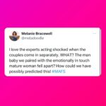 Melanie Bracewell Instagram - I finally watched an episode of #MAFS live, I’m back with the hot takes.