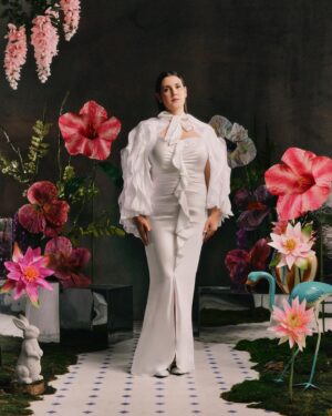 Melanie Lynskey Instagram - I always feel like the most ethereal, most feminine, and sexiest version of myself when I wear @rodarte. This gorgeous dress and cape are all of those things (plus so silky!!) and I felt amazing. Thank you Kate and Laura, you are such loves, your team is so cool and fun and it was such a happy day. As always @bri_face_killa you are the best. Lovely to see @dritch again, always an honour to be photographed by you 💖🌺

The Rodarte Spring / Summer 2024 Portrait Series
 
  Designed by @kateandlauramulleavy
  Photography by: @dritch
 
  Styled by: @shirleykurata and @ashleyfurnival
  Hair by: @tiago_goya 
  Makeup by:  @u.z.o for @narsissist (@u.z.o you are so wonderful) 
  Manicures by: @MTMorganTaylor
  Production Design by: @adamandtinadesign
  Post Production: @phtsdr
  Production by: @blondprodn
  Executive Production by: @nicoleprokes
  Production Coordinator by:  @amandamescudi
  Production by: @h.ladyyy
  Shot at Primo Studio @primostudiosla
 
  #rodarte
