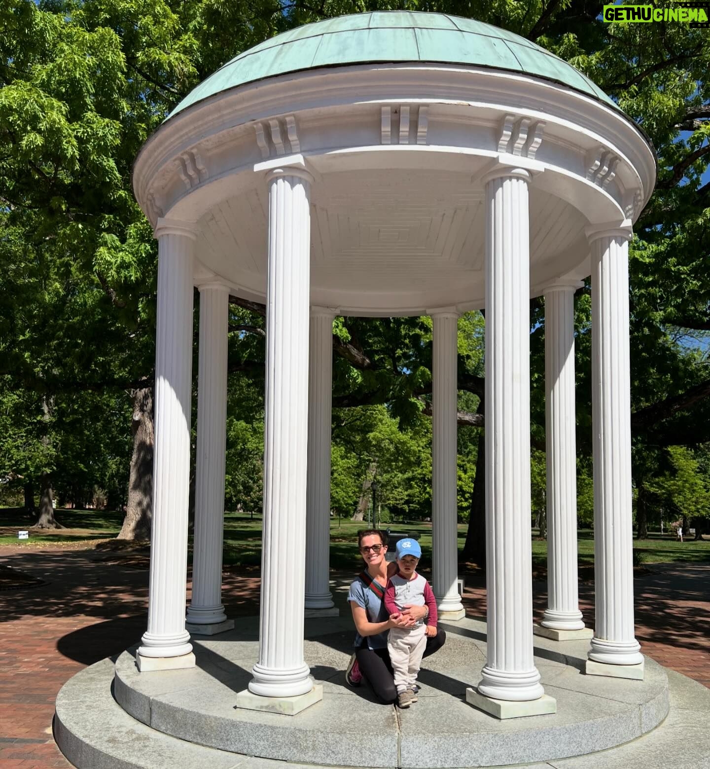 Melissa Claire Egan Instagram - So special to bring this little guy to my Alma mater today😭🤍🩵 So many amazing memories!!! Love this special place. #GoHeels