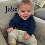Melissa Claire Egan Instagram - Baby Jake!! How are you 9 months old today?! We love you so much!! And will be calling you Baby Jake til you’re 40. Also I’m sorry most of your stuff (minus this chair) says Caden #SecondChild