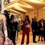Melissa King Instagram - The time I was at the 2022 Met Gala. 🧐🔍🤣 I promise I smiled. designer / @thombrowne stylist / @adamballheim hair / @danawillcutyou custom Chinese empress nail guards / @chrishabana stacking diamond rings / @denakemp finger cuff / @lilianshalom earrings / @emigrannis pendant & earrings / @jenmeyerjewelry