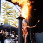 Melissa King Instagram - The girl on fire. 🔥💋 Unhinged with @thebeachesband at @bottlerocknapa. Nothing makes me happier than sharing energy between talented friends to create something special. My culinary set was inspired by the Beaches music and their rockstar down-for-anything energy, as well as my amazing friends @frankiefictitious and @starya_ who who brought the fire and flare to bring this to life. This is just a peek at the culinary chaos that happened in 30 mins, more to share. Thank you to @bottlerocknapa @williamssonoma for trusting me and @kimkaechele and team for the support!