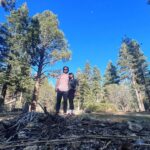 Melissa O'Neil Instagram - Colin and I were cruising through this special area in the San Bernadino National Forest and came across this circle that had a little mound of dirt with pine needles covering it like a seat. Looked like a good spot to tend a fire or, as we discovered, to watch the sun begin its descent. We sat there for a little while listening to the riiiccchh silence. So many special treasures within this semi-secret forest entry. Love sharing these special moments with my Bro. We went back the next morning with Tater. ✨🌲🌳🦅✨ Tonight is our season finale of The Rookie!! I’m going to try and dig up some content for you guys. Still resurfacing from a super full week with my family being in town. Hope you’re doing well.🏵