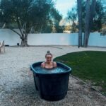 Melissa Ordway Instagram - My very first #coldplunge 🥶 @jmichaelgaston didn’t think I’d actually do it (actually, I didn’t think so either) but thanks to @cheneybeshara and @jamesjbeshara cheering me on, I made it 1 min!!! I can’t wait to do it again! #icandothis