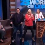 Melissa Peterman Instagram - This flashback Friday is in honor of @25wordsorlesstv being back in action and shooting Season 6. I think this is Season 2 shenanigans with my game show hubby the amazing @greggrunberg! ❤️ @meredithvieira #25wordsorlesstv #dancemore #playmoregames #congratsonseason6