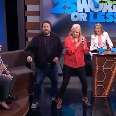 Melissa Peterman Instagram - This flashback Friday is in honor of @25wordsorlesstv being back in action and shooting Season 6. I think this is Season 2 shenanigans with my game show hubby the amazing @greggrunberg! ❤️ @meredithvieira #25wordsorlesstv #dancemore #playmoregames #congratsonseason6