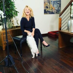 Melody Thomas Scott Instagram - Temporary digs. A pandemic. Social distancing. Reilly wanting in on the action. It is a different look for this year’s @daytimeemmys, but join me Friday at 8pm on @cbstv as I present Outstanding Supporting Actor in a Drama Series and help me root for my @youngandrestlesscbs team! In the meantime, enjoy some behind-the-scenes! #instagraMELable #daytimeemmys @mattykane1 @claudb4177 @youngandrestlesscbs @wingheart5