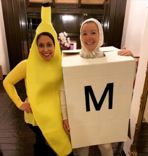 Melody Thomas Scott Instagram - The final reveal! @claudb4177 & I were our favorite nightly game, Bananagrams, for the 2020 #QuarantineHalloween! It might sometimes drive us bananas, but usually we find it incredibly appealing! 🍌 Be sure to swipe left to see all the #bananagrambestie photos.  @bananagramsinc 
#instagraMELable #BeverlyHillsBananas