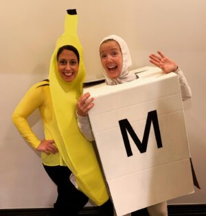 Melody Thomas Scott Instagram - The final reveal! @claudb4177 & I were our favorite nightly game, Bananagrams, for the 2020 #QuarantineHalloween! It might sometimes drive us bananas, but usually we find it incredibly appealing! 🍌 Be sure to swipe left to see all the #bananagrambestie photos.  @bananagramsinc 
#instagraMELable #BeverlyHillsBananas