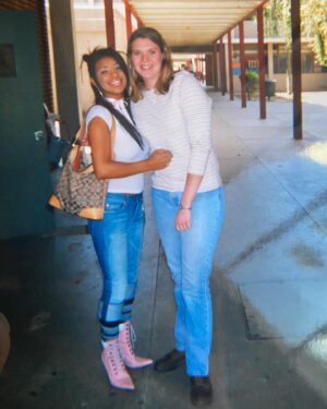Melody Thornton Instagram - Get into this Y2K brilliance! Yes… I dressed like this to school. Yes… my eyebrows were non existent. I dyed my hair a jet black as I could get it! The patchwork pants 😩 I would pay 💰 loot for those now.