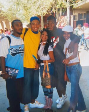 Melody Thornton Instagram - Get into this Y2K brilliance! Yes… I dressed like this to school. Yes… my eyebrows were non existent. I dyed my hair a jet black as I could get it! The patchwork pants 😩 I would pay 💰 loot for those now.