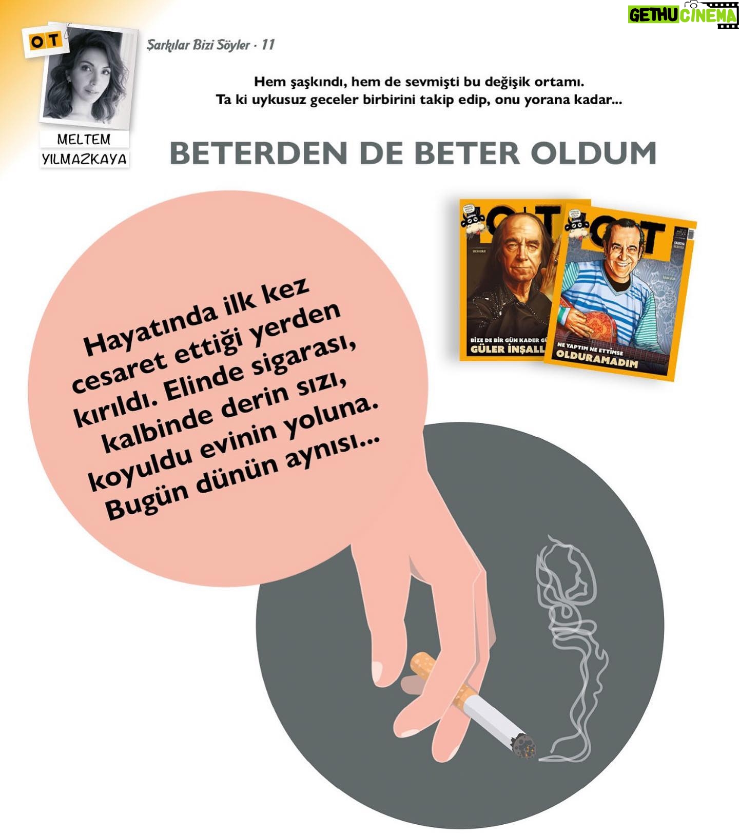 Meltem Yılmazkaya Instagram - 📝 Eylül hadi biraz arabesk:) Kuyruklu Sabuş ve Erkan’ın hikayesi… Bazen hiçbir şey göründüğü gibi değildir! “Umduğunla bulduğun , öldüğünle gömdüğün aynı olmuyor hayatta” #beterdendebeteroldum @dergiot Eylül Sayısı sizlerle🍀 #şarkılarbizisöyler #hikaye #edebiyat #otdergi #arabesk #atillakaya #meltemyılmazkaya