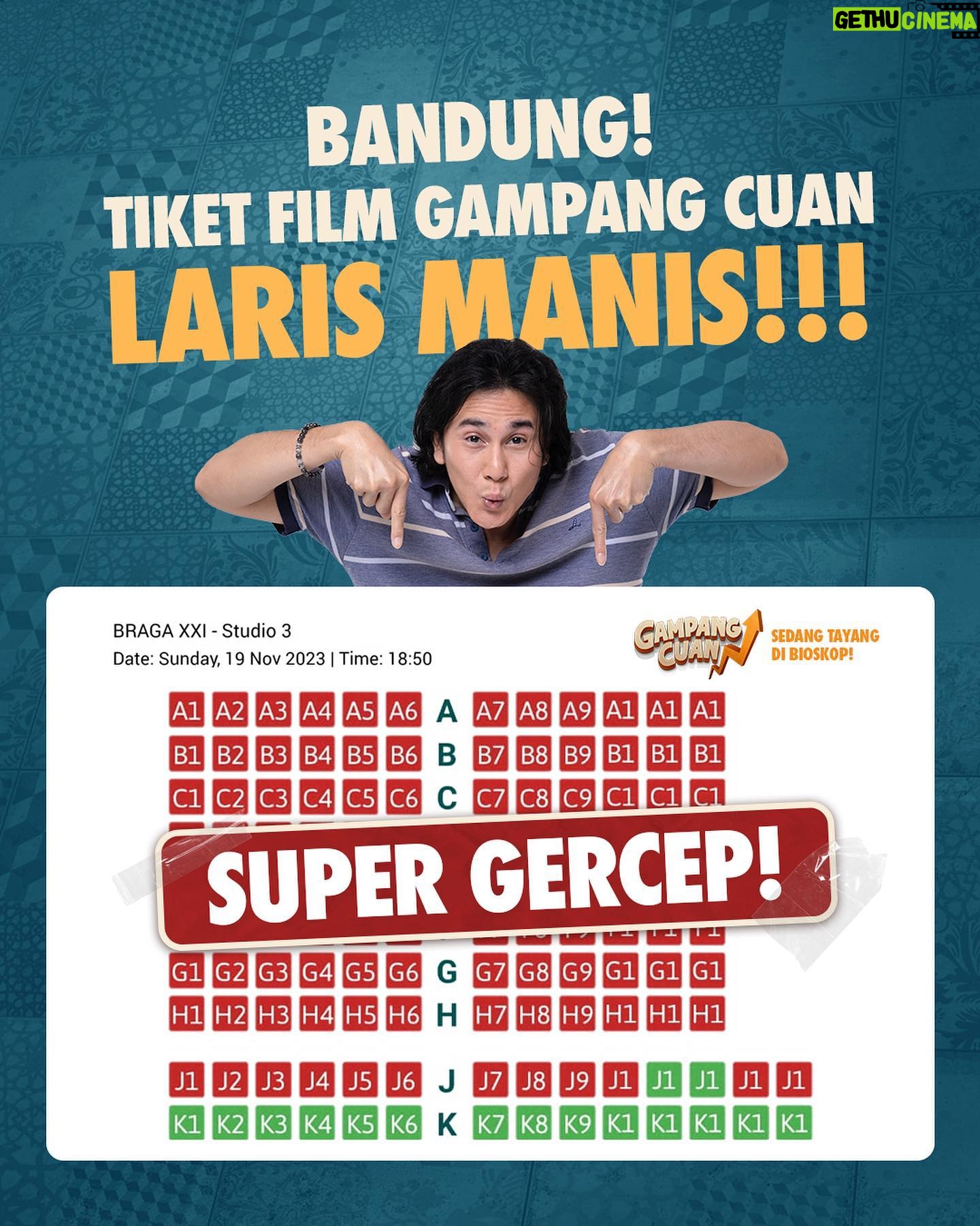 Meriam Bellina Instagram - Lagi, lagi dan lagi! Wargah Bandung menuhin bioskop. 🤯 Terima kasih atas antusiasme nya kepada masyarakat Kota Kembang! Siapa disini yang udah bolak balik bioskop buat liat Aa Utan terus?!? 🥹 Film Gampang Cuan SUDAH TAYANG di Bioskop! #GampangCuanFilm