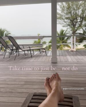 Mia Michaels Instagram - Learning how to be a human being not a human doing. It takes time to learn how to be still and not feel pulled by the outside world. Take a deep breath and enjoy the moment #miamichaelsartoflife #artoflivingwell #breath