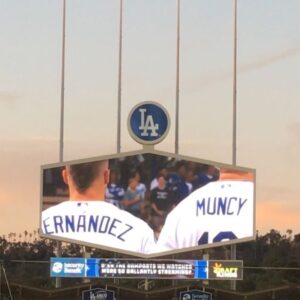 Mia Sinclair Jenness Instagram - what a dream come true. link in bio to official #mlb video thank you @mlb @dodgers @billiejeanking for this exceptional honor. @milesbrown @magicjohnson @mlb_entertainment #dodgers #playoffs #nationalanthem #dodgersocial