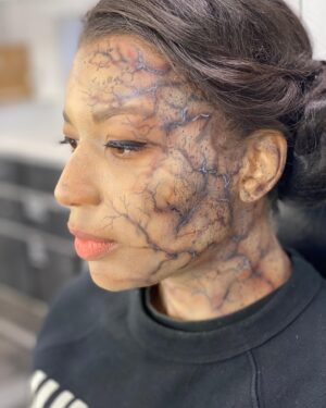 Mica Burton Instagram - ⚠️ PICARD SPOILER ALERT ⚠️

I just wanted to make an appreciation post for @hannyeisen and the Star Trek makeup team. This was my first time in full sfx in my professional career, and they all made the daily 3-4 hour process fly by! I also learned so much about adding depth to sfx makeup and felt so taken care of with hot towels and face masks after a long day in drying makeup. So here’s some snaps of my borgification! 💫📸