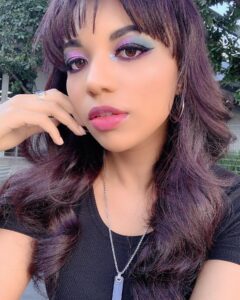 Mica Burton Instagram - I will never stop posting this makeup look from 2019 every pride month just like I will never stop being SUPER LOUDLY 🩷💜💙 BISEXUAL 💙💜🩷. Can you hear that iced coffee being shaken aggressively in the distance? It’s mine and it’s a lavender oat milk latte and I am READY FOR PRIDE. I am so lucky to be able to join so many others celebrating who we love and how beautiful the way we live our lives is. And to all of you who are reading this and maybe are going through a personal journey, not out for any number of reasons, or don’t feel the need/want to crank the queer up to 11 during June: you are seen and loved and valid. Happy pride, everyone. Let’s all strive to be extra kind this month, yeah?