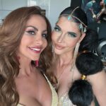 Micaela Schäfer Instagram - Selfietime mit The one and Only @janinayoussefian ❤️ Gestern sind wir in die @carpetloungeberlin eingeladen worden, in der @julianfmstoeckel seine erste Teppichkollektion vorgestellt hat . Jeder Teppich ist auf nur 10 Exemplare limitiert. Ich zeige Euch morgen ein paar heiße Impressionen. Ich habe mich passend zum Event als Jasmin gestylt . U like it ? 💄 @chrisbaer.makeup