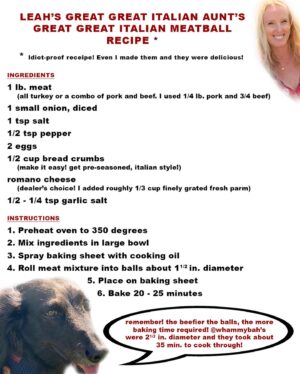 Michaela Dietz Instagram - recipe from last week’s insta live meatball tutorial with eddie money and @lj.pr ! ⁣
⁣
the verdict: these balls are easy to whip up and DELICIOUS ; moist, flavorful and meaty! (i abhor a soggy, bready meatball). they were even better the next morning for breakfast. if you want a leaner, slightly drier meatball (no judgements), try turkey! ⁣
⁣
big thanks to leah and eddie for their time and expertise. WHAT SHOULD WE LEARN HOW TO MAKE NEXT ?!