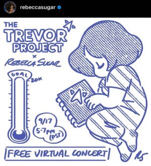 Michaela Dietz Instagram - get your ears primed for some musical treats bc @rebeccasugar’s streaming fundraiser for @trevorproject is today! 5-7 pm on tiktok and ig live. oooh oooooh and i hear there will be special guests in attendance. I WONDER WHO?!??? see you soon! let’s raise some more $$ and make a difference! xox