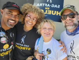 Michelle Hurd Instagram - Today at WB, there was such a strong,  inspiring group of people picketing.  I had the pleasure of marching with my negotiating committee brother @jasonwinstongeorge , my dear friend @marthaplimpton, and, of course,  my wonderful husband @garretdillahunt.
All of you out there picketing for the right to earn a living wage, inspire me, and keep me fighting the good fight!!
One Day longer, One day stronger,  As long as it takes!!
#sagaftrastrong #sagaftrastrike
