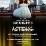 Michelle Buteau Instagram - Seven nominations for Survival of the Thickest. One nomination for BBQ Showdown. Thank you @naacpimageawards 🖤 This is so fuq’n cool bish!!! Link in bio for de votes! #survivalofthethickest #bbqshowdown #naacpimageawards