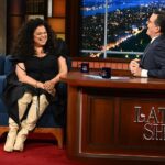 Michelle Buteau Instagram - Hi, it me! On @colbertlateshow tonight!!✨✨ hair @kyssheart makeup @theladydeja fit @selkie @annie_caruso @keiabounds pics @skpnyc cc: @babesmovie @neonrated @radiocitymusichall @stephenathome @theledecompany #survivalofthethickest #colbert