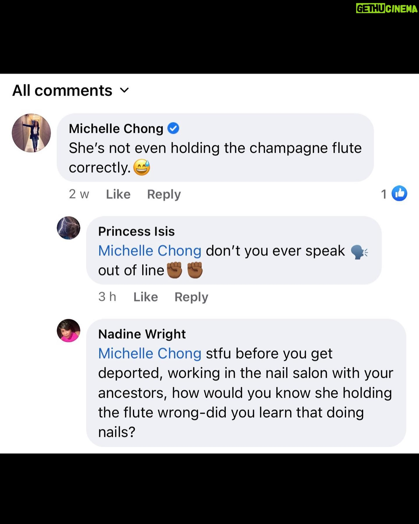Michelle Chong Instagram - So I made a comment based on this video of a very old tv show of 2 divas showing off and throwing shade at each other and boy, did people get mad!π
π€·π»ββοΈ SWIPE LEFT! What should I reply to the second comment?π