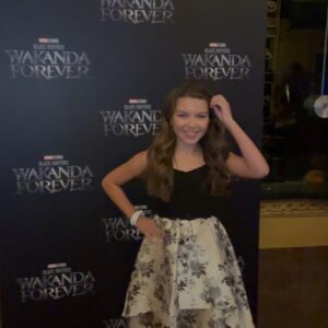 Mila Harris Instagram - 🎥🍿So much fun at the premiere of Black Panther 2 Wakanda Forever 🤍 Thank you @disney @marvelstudios for an amazing film and an awesome evening! 🌟🖤 #blackpanther #wakandaforever #disney #marvel #redcarpet #made #in #georgia #atlanta #film #legendary #amazing #actors #brilliant #storytellers #mustsee #theater #cinema #comingsoon #black #panther #rules #remember #chadwickboseman #forever #love #life #movie #magic @paradigmtalentagency @jenjen2010 @shanellegray @mvpsem