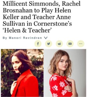 Millicent Simmonds Instagram - This is the role of a lifetime for me. Humbled and honored to portray one of the most extraordinary women of our time.