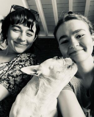 Millicent Simmonds Instagram - Marlow and Bernie 🖤 come visit us at @greyhousebway 🧶