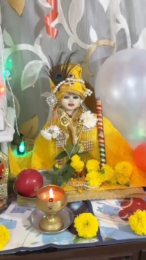 Minakshi Jaiswal Instagram - First time offered 56 Bhog to Lord Krishna #harekrishna #haribol 😊🙏❤️