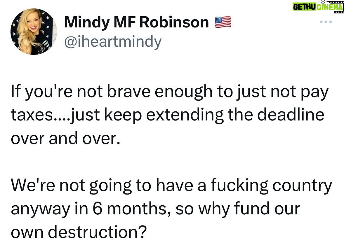 Mindy Robinson - 2.7K Likes - I foresee a tax revolt, no taxation without representation.